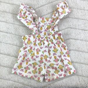 Vintage 80s Romper Flowerpot Print Ruffle Straps
